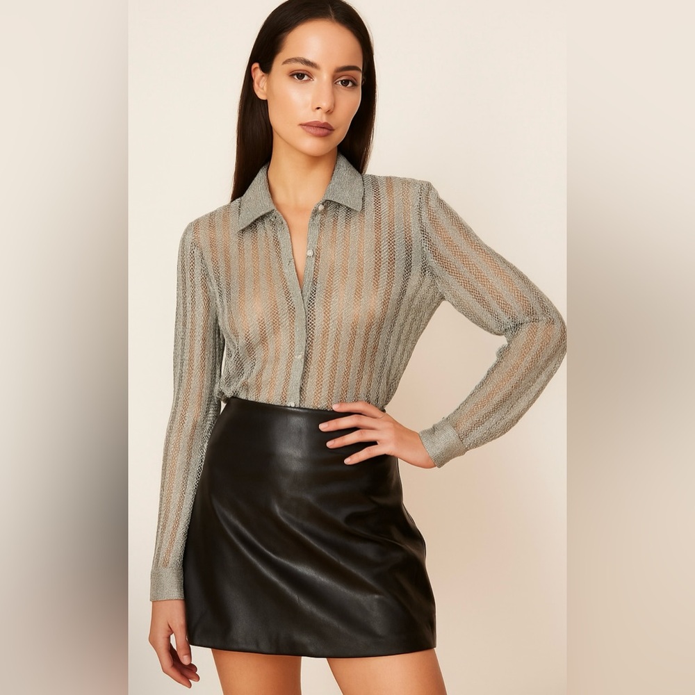 J C Collection Silver Lace Blouse